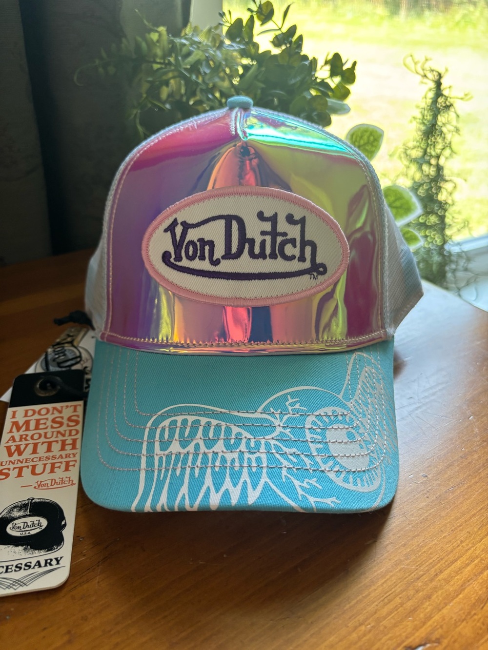 NWT Von Dutch Pastel Holographic Trucker Cap.  Wing Graphic. Unisex